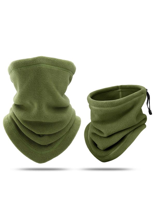 2024 New Style Solid Color Winter Neck Warmer, Drawstring Thermal Bandana, Face Cover Half Fleece Mask, Hiking Cycling Running Sport Ski Tube Scarf, Women Men