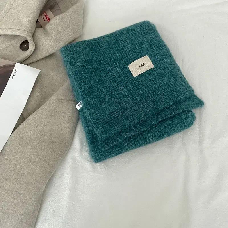 Thicken Cashmere Scarf Women Luxury Winter Warmer Soft Pashmia Shawl Wrap Scarves Korean Pure Color Knitted Long Scarf for Women