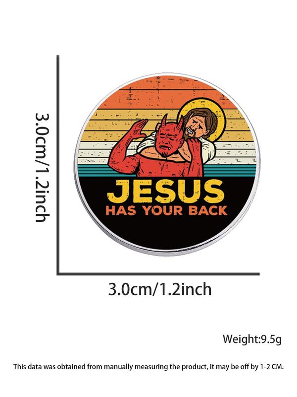 Summer Letters & Jesus Print Pin Brooch, Round Badge, Fashion Accessories for Men & Women for Backpacks, Jeans, Scarves, Hats Decoration Fixed Buckle