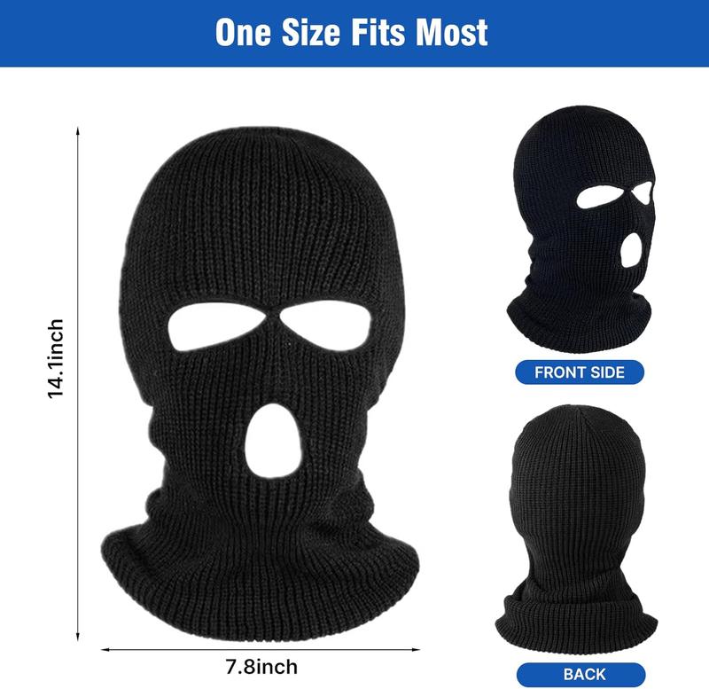 3 Hole Winter Knitted Mask, Outdoor Sports Full Face Cover Ski Mask Warm Knit Balaclava for Adult