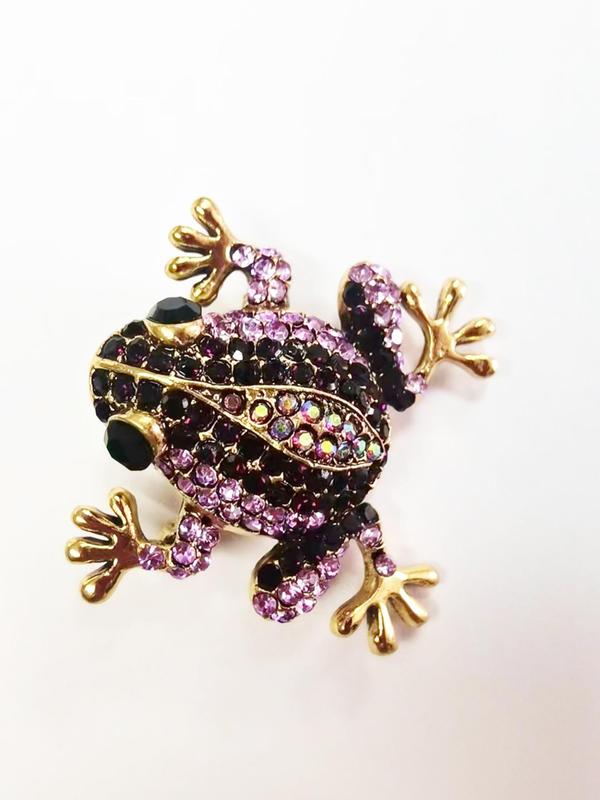 Rhinestone Decorated Frog Design Brooch Pin for Clothes, Vintage Clothes Accessories for Men & Women, Exquisite Jewelry for Birthday Gift