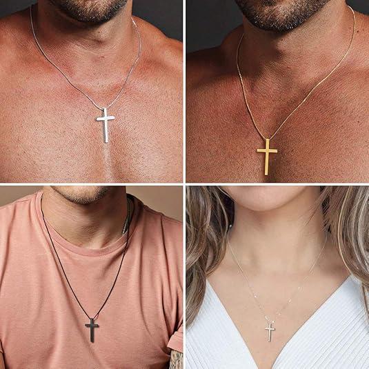 Christian Accessories,Stainless Steel Cross Necklace for Men Women ，Fathers Day Dad Gifts for Dad，Silvery Cross Necklace  Small Cross Pendant Necklace Simple Jewelry Cross Chain ，Cross Keychain，Cross Bracelet for Men Women,Chrismas gift