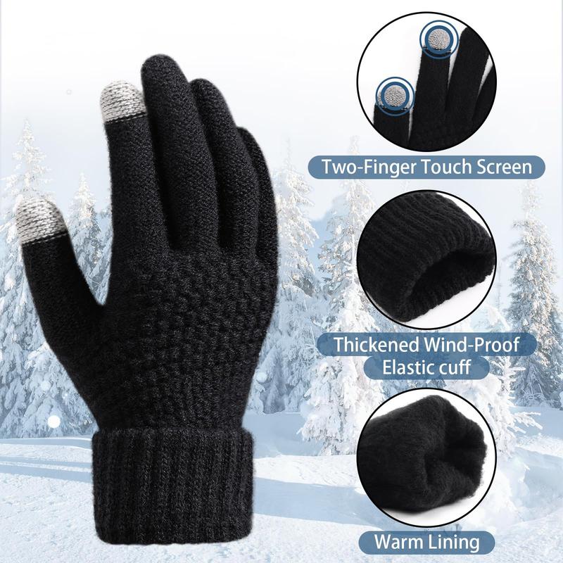 Winter Gloves Touchscreen, Warm Fleece Lined Elastic Knit Gloves Driving Running Texting Gloves for Cold Weather, Christmas Gifts for Men Women