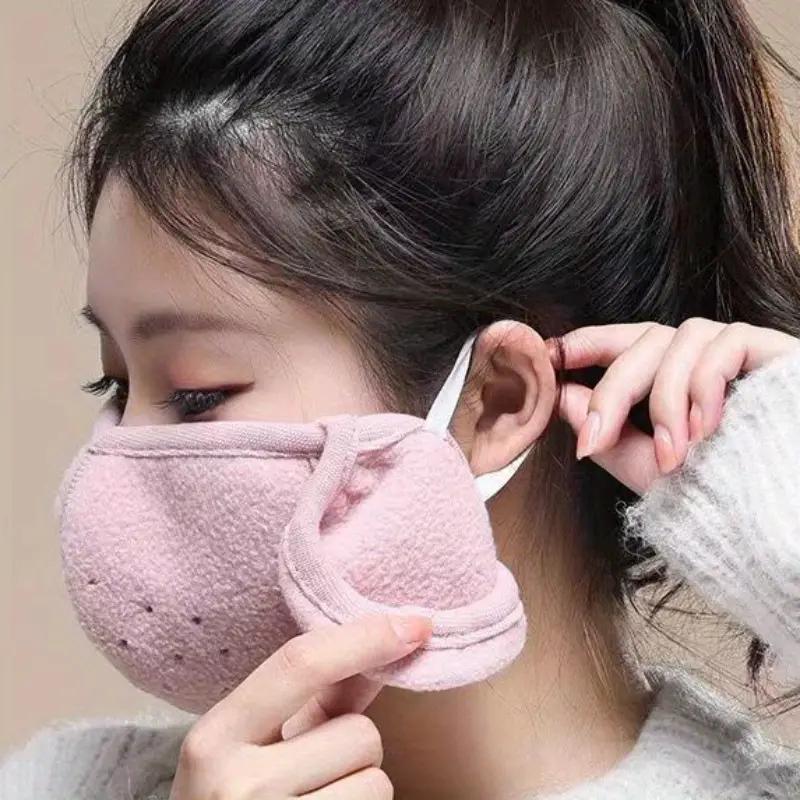 Winter Warm Face Mask with Ear Cover, 2 Counts Solid Color Face Mask, Outdoor Cycling Face Cover for Women & Men, Sports & Outdoor Accessories, Christmas Gift