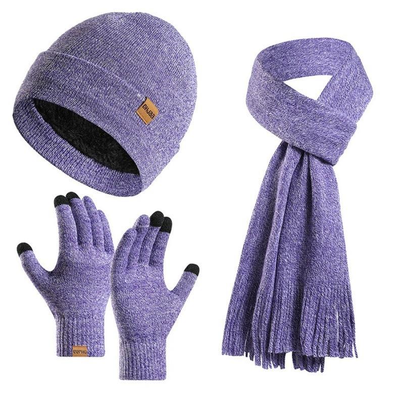 Winter essentials: Comfortable three-piece knitted hat, scarf, and gloves - thick, soft, windproof, and warm, the ultimate cold protection for autumn and winter