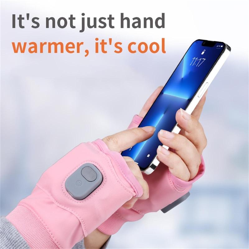 Rechargeable Heated Gloves - USB - Powered Electric Fingerless Gloves as Hand Warmers for Winter Laptop Use, Ideal for Both Men and Women