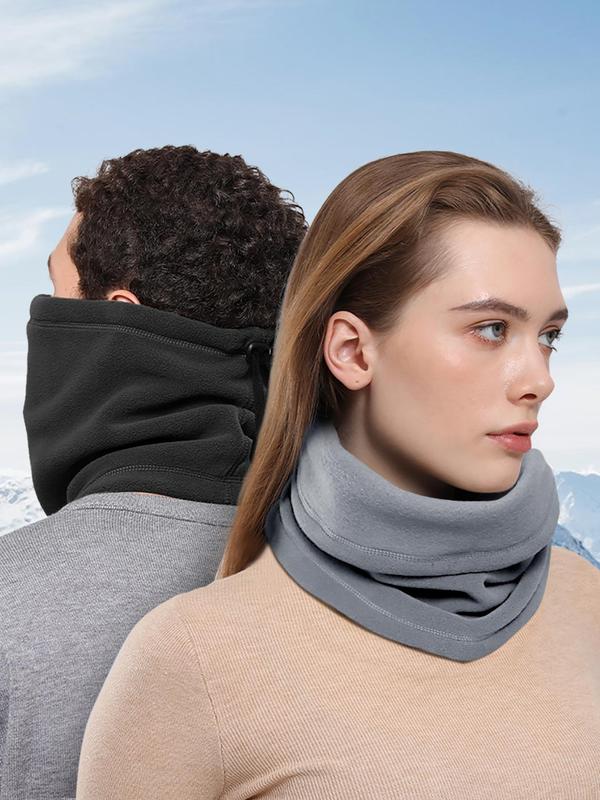 2024 New Style Solid Color Winter Neck Warmer, Drawstring Thermal Bandana, Face Cover Half Fleece Mask, Hiking Cycling Running Sport Ski Tube Scarf, Women Men