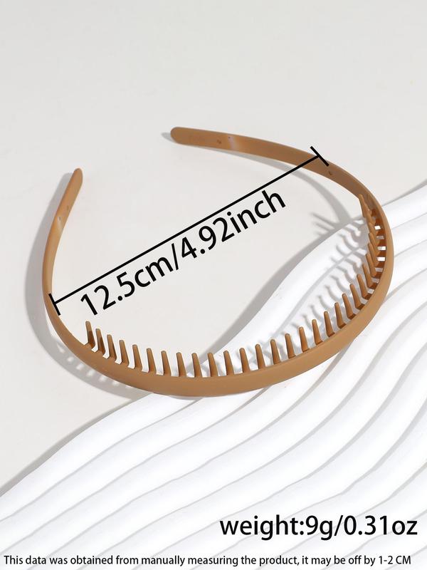 9pcs set Simple Plain Color Wave Design Hair Hoop, Anti-skid Headband with Comb, Casual Versatile Hair Accessories for Women