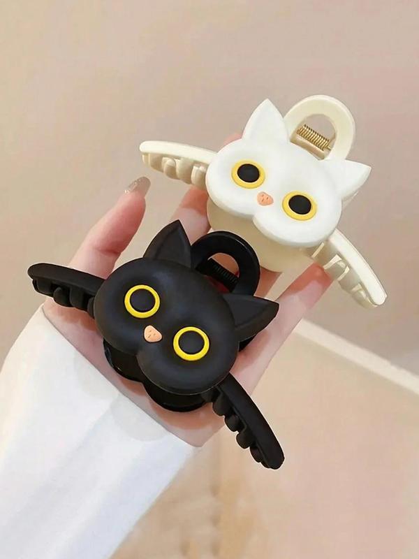 Cute Cartoon Cat Design Hair Claws Set, Casual and Versatile Hair Accessories for Women, Minimalist Headwear Suitable for Thick Hair