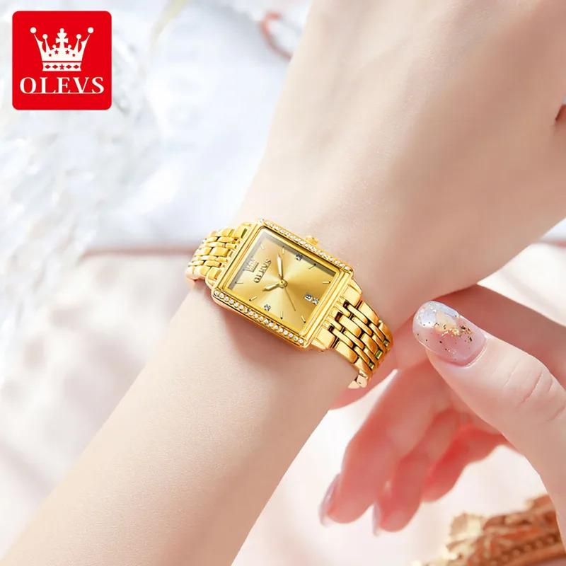 OLEVS Luxury Quartz Women's Watch Fashionable Classic Square Elegant Diamond Waterproof dial High quality Original Women's Watch