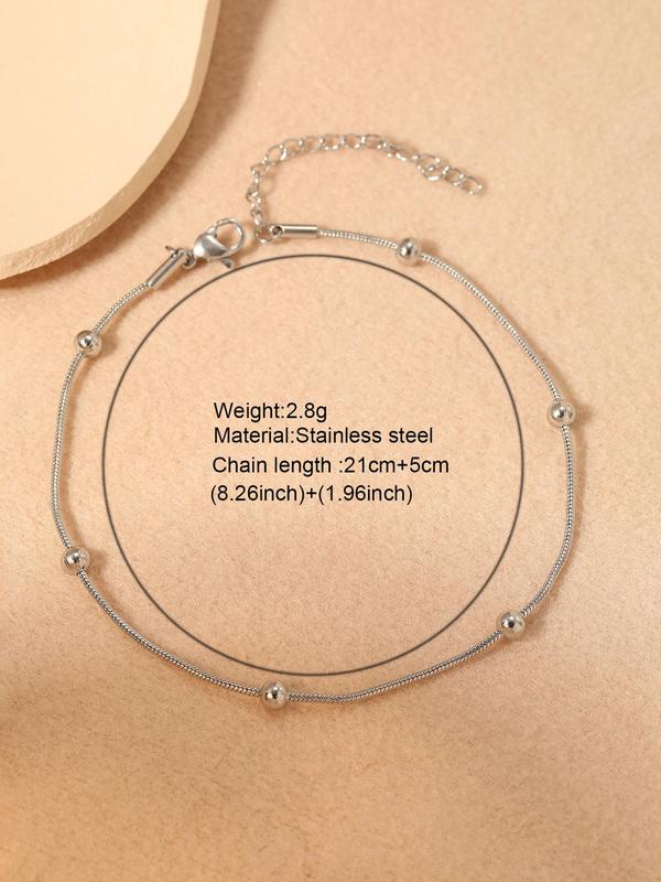 Fashion Stainless Steel Minimalist Anklet, Casual Simple Ball Decor Foot Jewelry for Women, Fashion Accessories for Party, Daily Clothing Decor