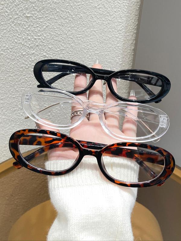 Unisex Vintage Oval Frame Eyeglasses (3 Pairs), Trendy Casual Eyeglasses for Everyday Use, Fashion Accessories for Outdoor Activities