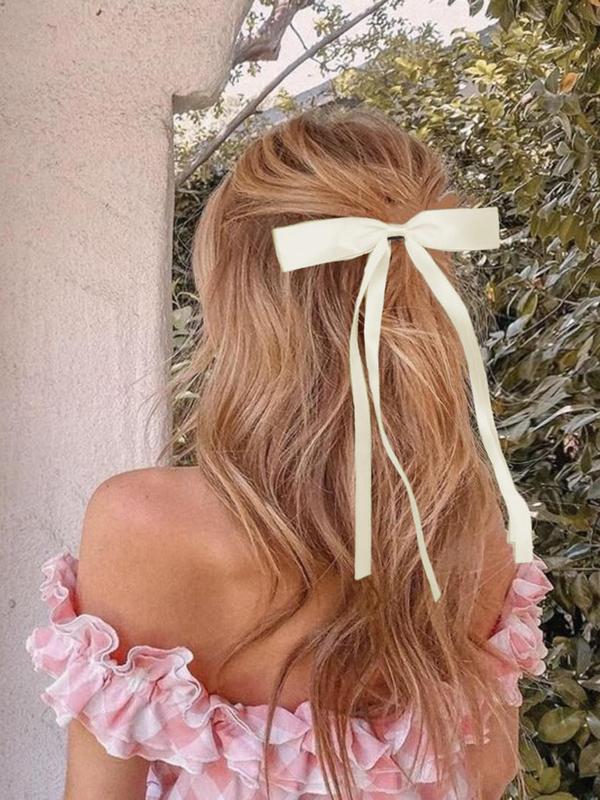 Solid Color Bow Decor Hair Clips Set, Elegant Hair Accessories for Women & Girls, Minimalist Headwear Suitable for Daily & Party