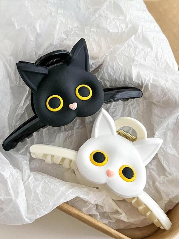 Cute Cartoon Cat Design Hair Claws Set, Casual and Versatile Hair Accessories for Women, Minimalist Headwear Suitable for Thick Hair