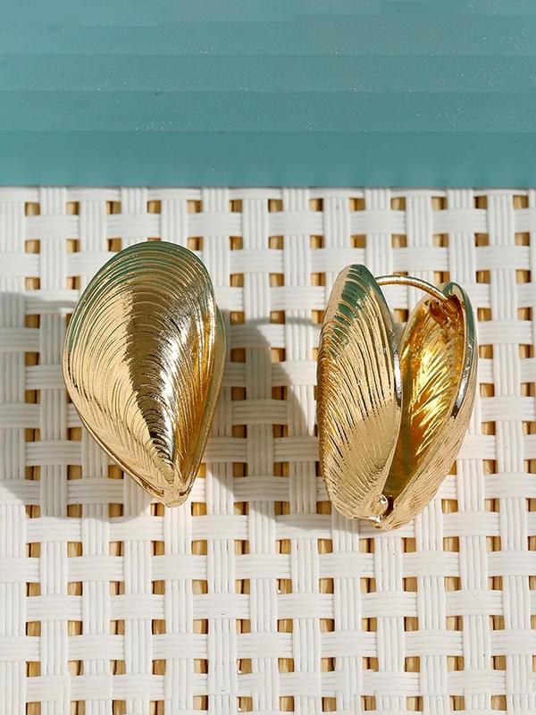 Vintage Creative Shell Design Hoop Earrings, Fashionable Jewelry for Women, Trendy All-match & Exquisite Jewelry for Birthday Gift