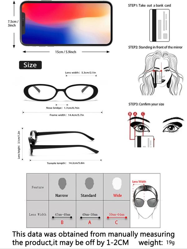 Unisex Vintage Oval Frame Eyeglasses (3 Pairs), Trendy Casual Eyeglasses for Everyday Use, Fashion Accessories for Outdoor Activities