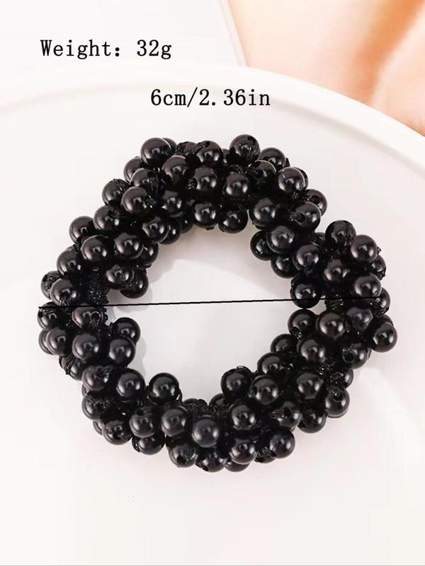 Faux Pearl Decorated Hair Tie, Elegant High Stretch Hair Tie for Women & Girls, Minimalist Headwear Suitable for Thick Hair, Fashion Hair Accessories for Party