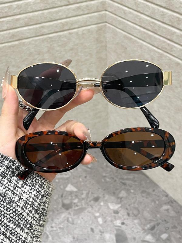 Women's Tortoise Oval Frame Sunglasses, Trendy Casual Sunglasses for Everyday Use, Fashion Accessories for Outdoor Activities