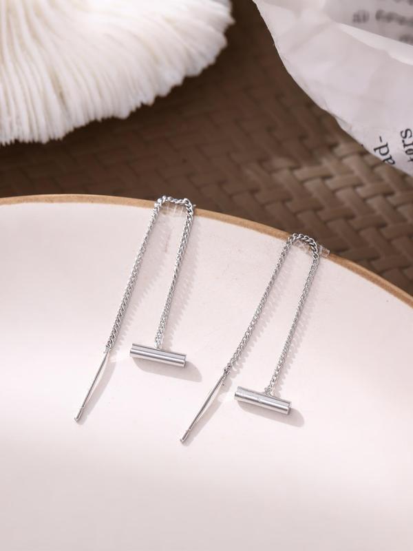 Women's Elegant Simple Bar Design Threader Earrings, 1 Pair Fashionable Threader Earrings for Women & Girls for Party, Daily Decor, Trendy All-match Minimalist Jewelry As Birthday Gift