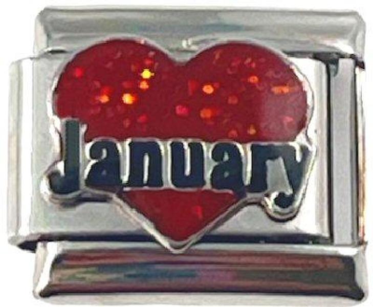 Italian Charm Link January Heart 9mm