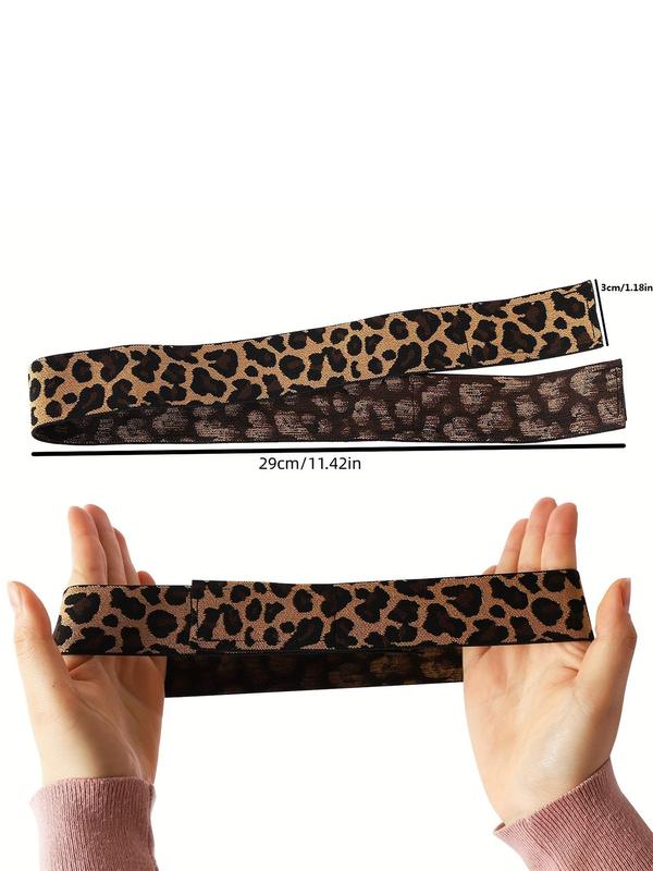 Bow Leopard Pattern Hair Band, High Stretch Fake Hair Elastic Band, Lace Melt Band, Fashion Hair Accessories for Women & Girls, Minimalist Headwear Suitable for Thick Hair