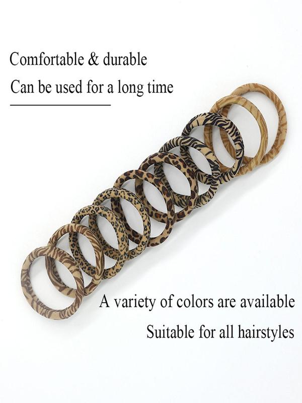 Vintage Leopard Pattern Hair Ties, 15pcs High Stretch Hair Ties, Fashion Hair Accessories for Women & Girls, Minimalist Headwear Suitable for Thick Hair