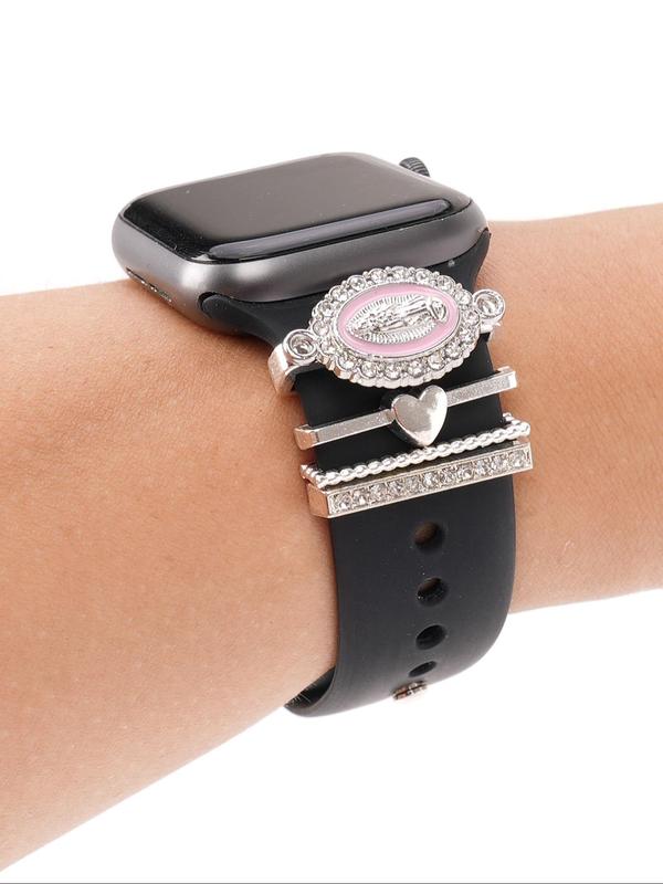 Fashion Rhinestone Decor Watch Band Decorative Ring, Perfect for iWatch Strap & Galaxy Strap, Trendy All-match & Exquisite Watch Strap Accessories for Birthday Gift