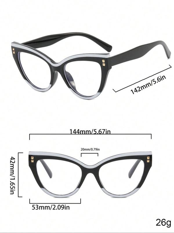 Spring Simple Cat Eye Frame Eyeglasses, Hot Fashion Eyeglasses for Work, Daily Clothing Decor, Vintage Eyeglasses Perfect for Student Daily Use