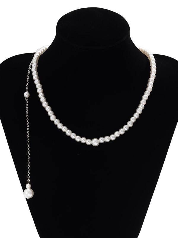 Women's Elegant Faux Pearl Decor Body Chain for Backless Clothing, Exquisite Trendy Beaded Necklace, Fashionable Body Jewelry for Party & Daily Clothing Decoration