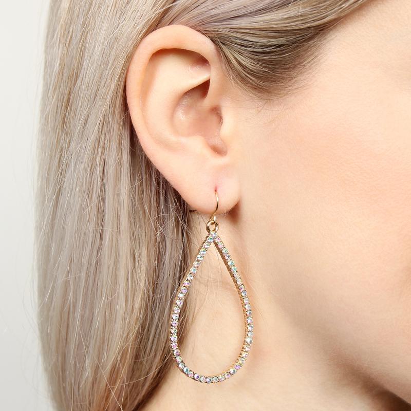 Glamorous Rhinestone Teardrop Hook Earrings