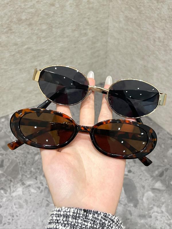 Women's Tortoise Oval Frame Sunglasses, Trendy Casual Sunglasses for Everyday Use, Fashion Accessories for Outdoor Activities