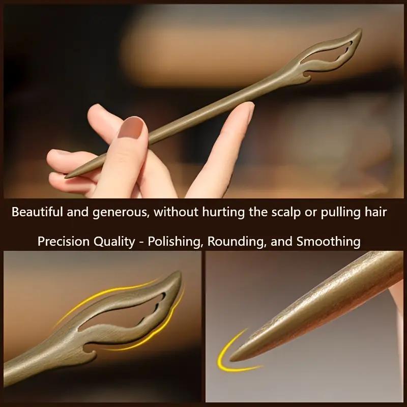 Wooden Hair Pin, 4 Counts Vintage Style Hair Pin, Heatless Hair Styling Tool for Women & Girls, Elegant Hair Accessories for Daily Use