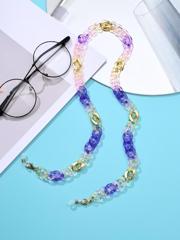 Boho Style Colorblock Acrylic Chain (1 Pair), Vintage Eyeglasses Strap, Fashion Eyewear Accessories for Women & Men