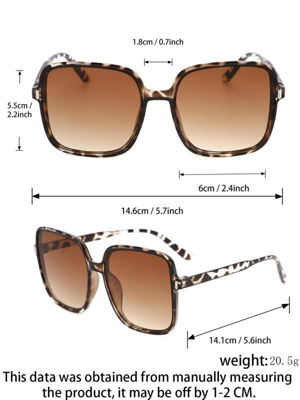 Street Trend Leopard Print Sunglasses for Men & Women As Summer 2024, Trendy Square Frame Sunglasses for Everyday Use, Sunglasses Back To School