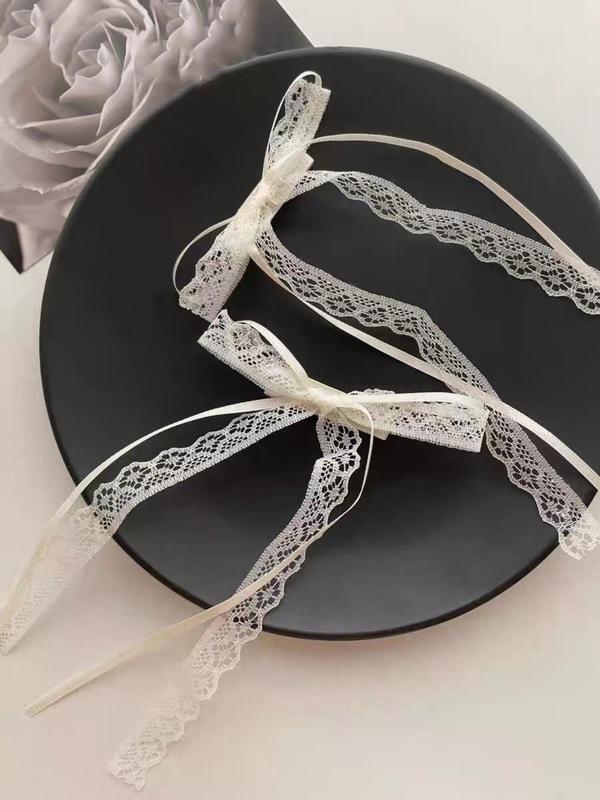 Elegant Trendy Lace Bowknot Decorative Hair Clips for Women, Summer Sweet Cute Bow Hair Clips for Girls, Fashionable Alloy Hair Accessories, 2024 Lovely Kawaii Accessories for Daily Wear