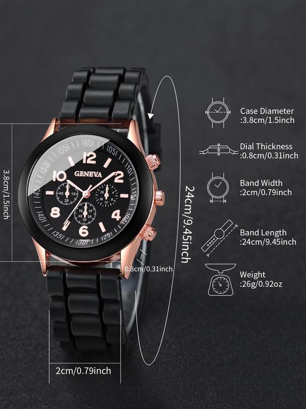 Round Dial Pu Leather Strap Analog Quartz Watch (4pcs), with Beaded Bracelet Set, without Box, Fashion Watch Set for Party, Daily Clothing Decor, Trendy All-match & Exquisite Watch Set for Gift