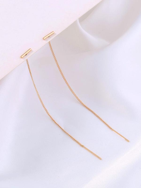 Women's Elegant Simple Bar Design Threader Earrings, 1 Pair Fashionable Threader Earrings for Women & Girls for Party, Daily Decor, Trendy All-match Minimalist Jewelry As Birthday Gift