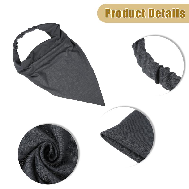 Unique Bargains Scarf Headbands, Triangle Bandana Elastic Scarf Headband, Head Scarf Hair Scarves for Women Girls, Head Kerchief for Hair Styling Decor, Solid Color, Black, Coffee Color Etc