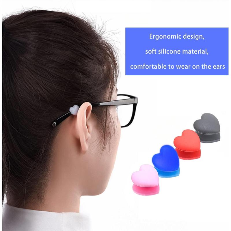 Eyeglasses Ear Grip Heart-Shaped Silicone Retainers Soft Ear Hooks Anti-Slip Holder Eyeglasses Stopper