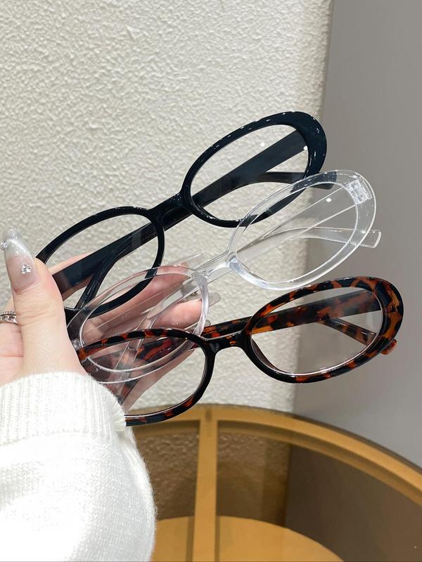 Unisex Vintage Oval Frame Eyeglasses (3 Pairs), Trendy Casual Eyeglasses for Everyday Use, Fashion Accessories for Outdoor Activities