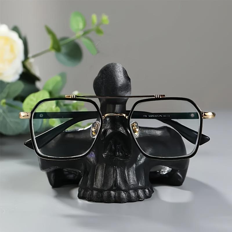 Rustic Skull Resin Glasses Frame, Household Storage Decorative Table Accessories, Best Gift for Glasses Storage