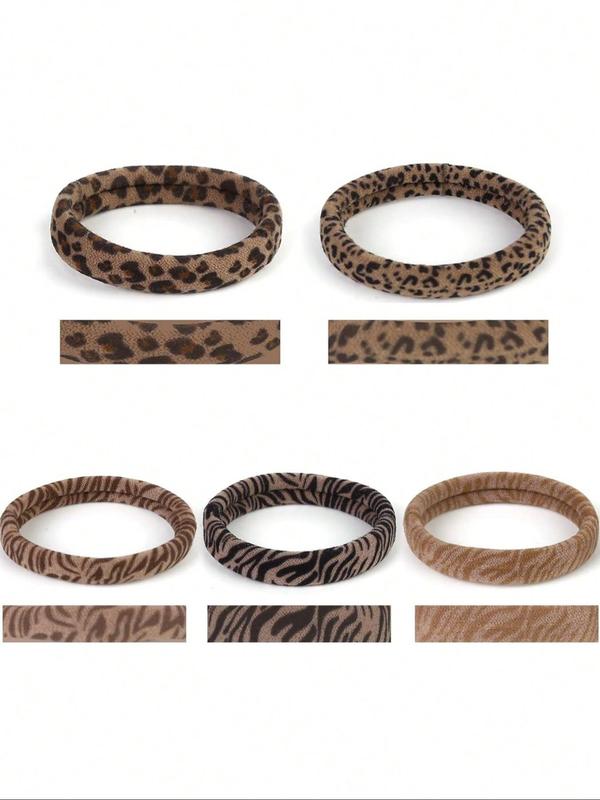 Women's Leopard Print Hair Ties, High Elasticity & Durability Hair Ties, Elegant Temperament Seamless Hair Band, Suitable for Thick Hair, Curly Hair