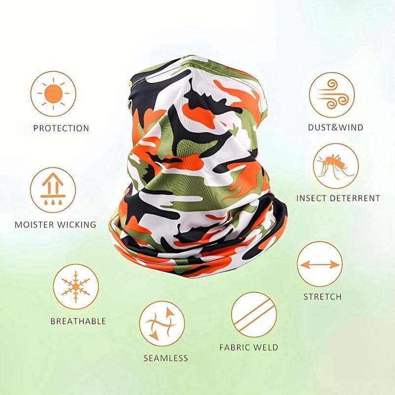 Camo Print Sports Headband, 4 6 8 Counts Windproof Breathable Neck Gaiter, Sports Headband for Men & Women, Outdoor Sports Accessories for Cycling Running