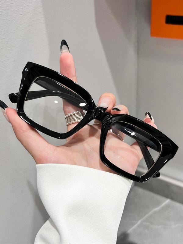 Vintage Simple Style Square Frame Eyeglasses, 2024 New Style Retro Classic Black Frame Clear Lens Eyewear for Daily Wear, Fashion Accessories for Women & Girls