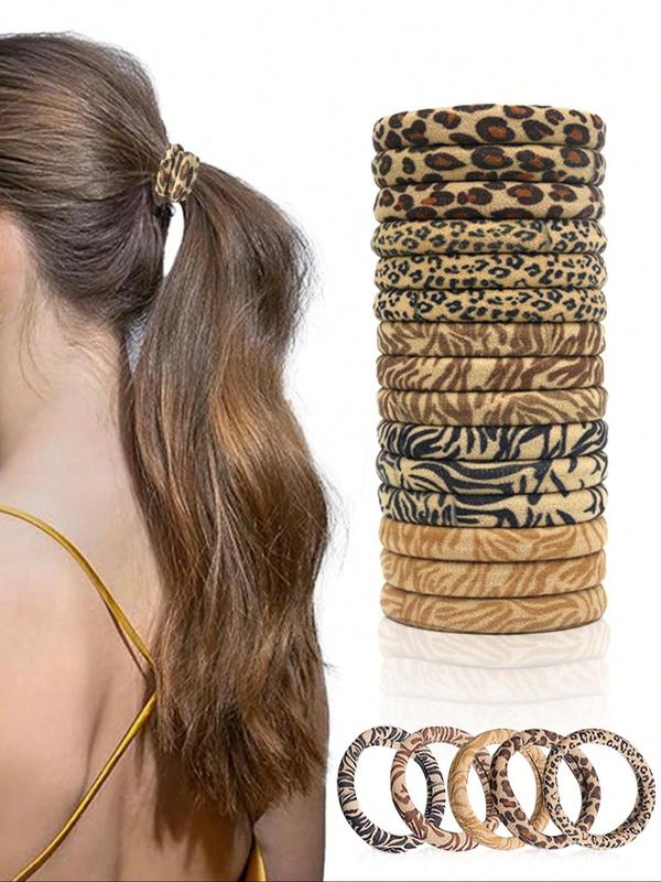 Women's Leopard Print Hair Ties, High Elasticity & Durability Hair Ties, Elegant Temperament Seamless Hair Band, Suitable for Thick Hair, Curly Hair