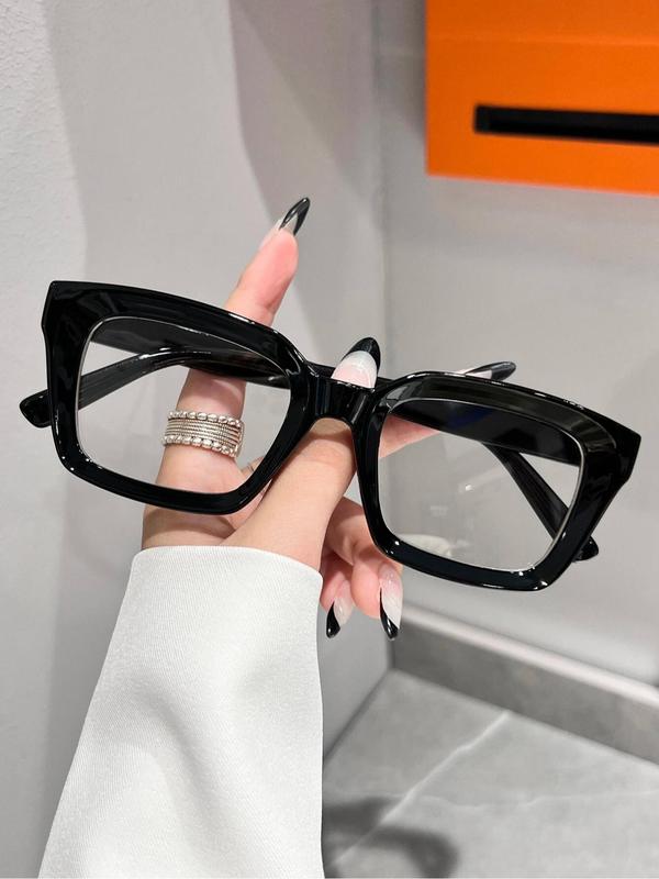 Vintage Simple Style Square Frame Eyeglasses, 2024 New Style Retro Classic Black Frame Clear Lens Eyewear for Daily Wear, Fashion Accessories for Women & Girls