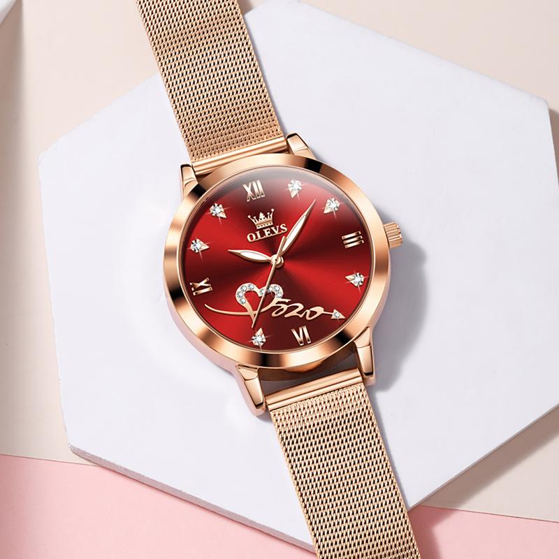 OLEVS Ladies Watches Rose Gold Japanese Quartz Female Watches for Women Waterproof Stainless Steel Casual Dress Lady Wrist Watches