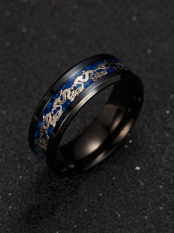 Men's Vintage Dragon Decoration Titanium Steel Ring, Creative Fashion Party Casual Versatile Accessories Gift