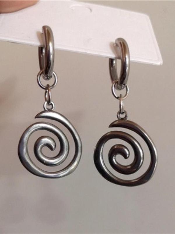 Vintage Geometric Spiral Design Dangle Earrings, Y2K Fashion Stainless Steel Jewelry for Women for Party, Daily Decor, Trendy All-match & Exquisite Jewelry for Birthday Gift