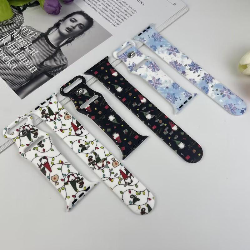 Christmas Themed Watch Band (Band Only), 1 Count Fashionable Watch Band for Men & Women, Versatile Watch Band Suitable for Daily Wear & Fitness